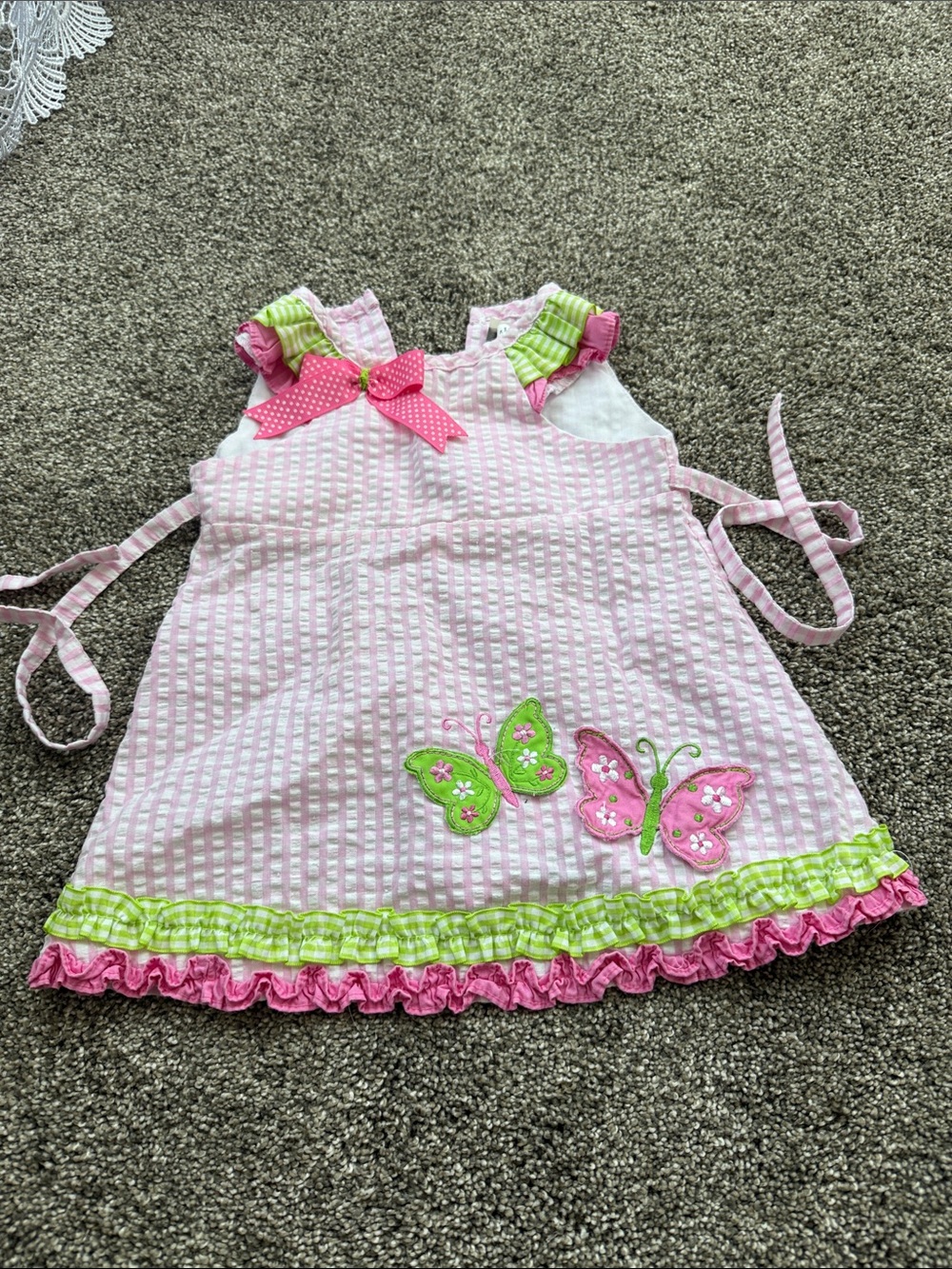 Pink Butterfly Seersucker Sundress for Kids